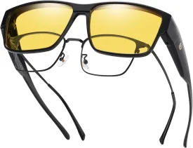 DUCO Polarized Fit Over Sunglasses for Men and Women UV400 Protection Retro Square Wrap Around Shades for Driving Riding 8986