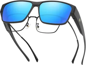 DUCO Polarized Fit Over Sunglasses for Men and Women UV400 Protection Retro Square Wrap Around Shades for Driving Riding 8986