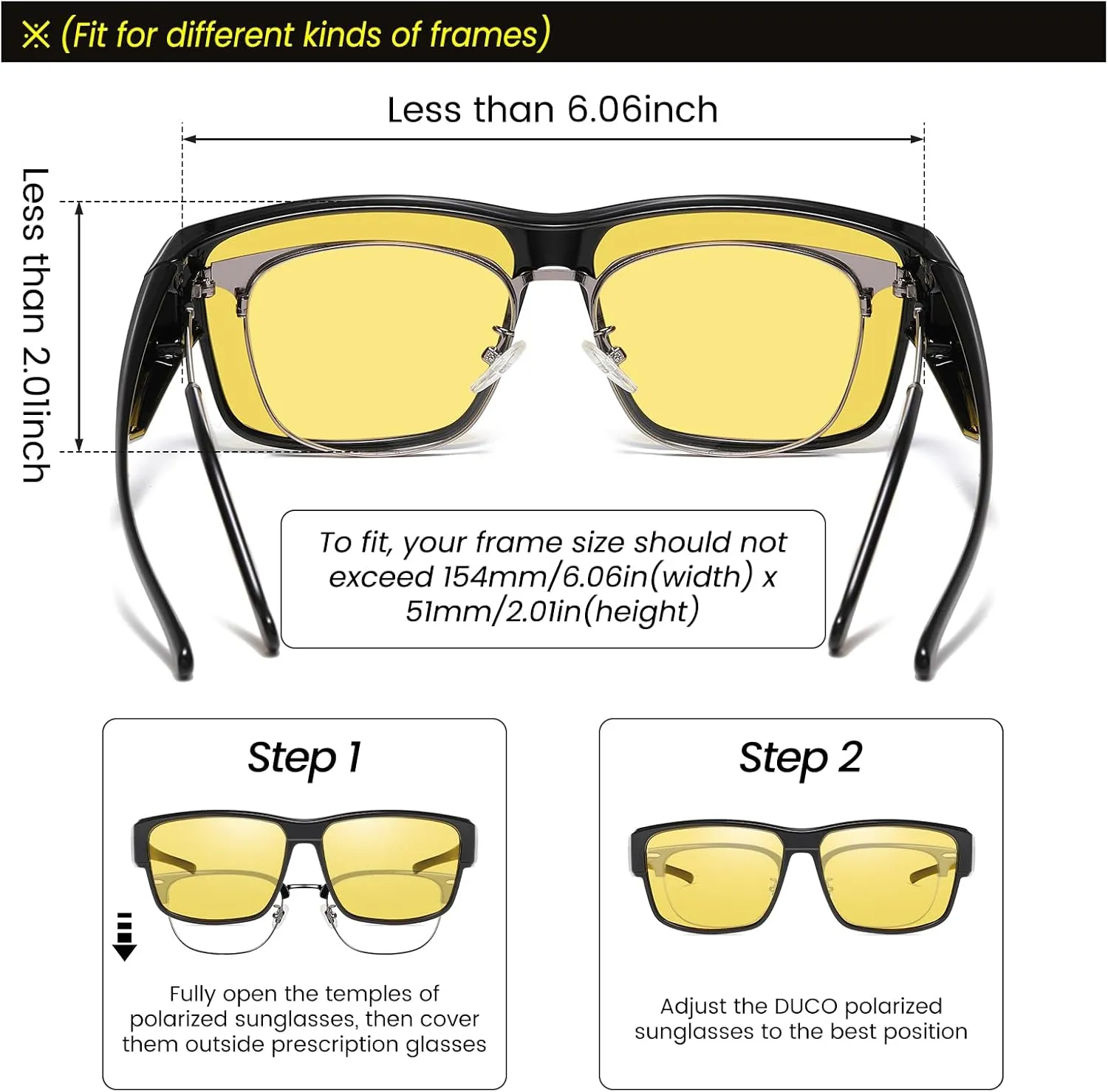 DUCO Polarized Fit Over Sunglasses for Men and Women UV400 Protection Retro Square Wrap Around Shades for Driving Riding 8986