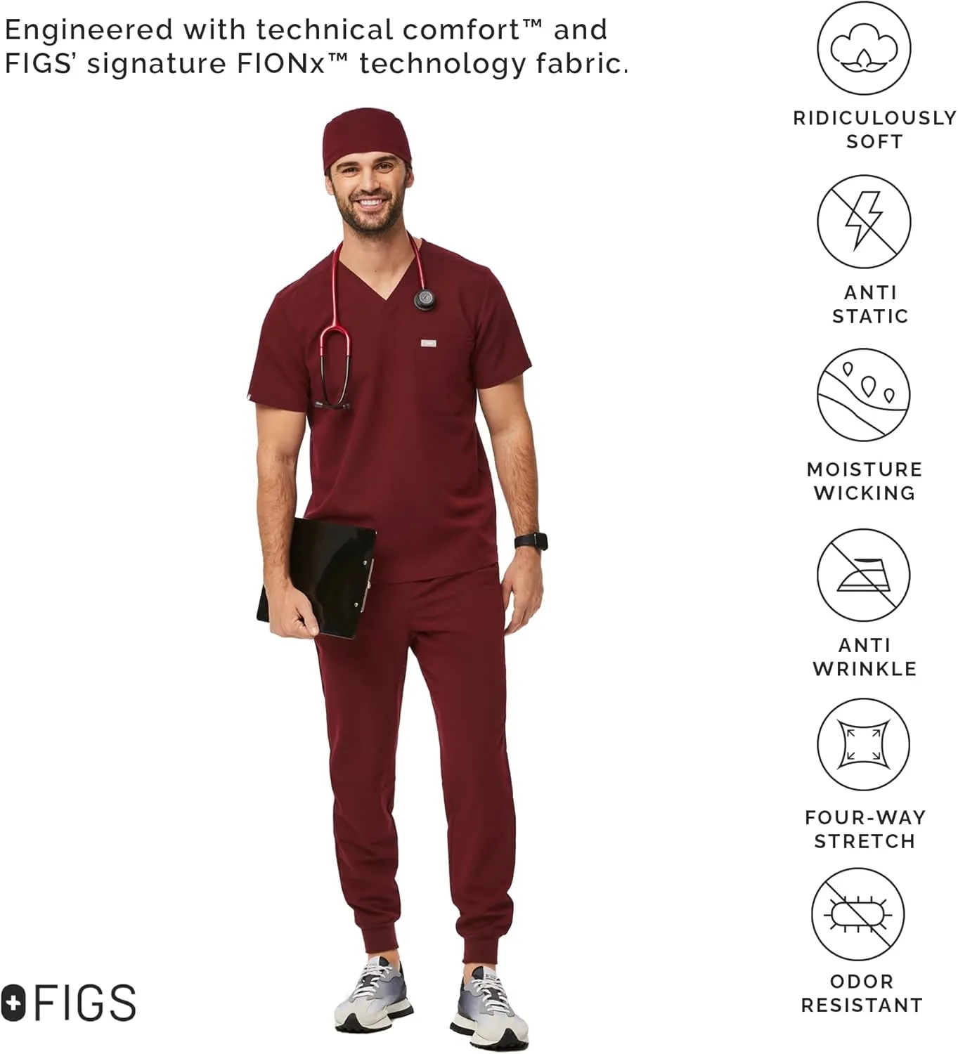 FIGS Modern Classic Unisex Scrub Cap ?? Supersoft Lining, Lightweight, Breathable, No-Slip