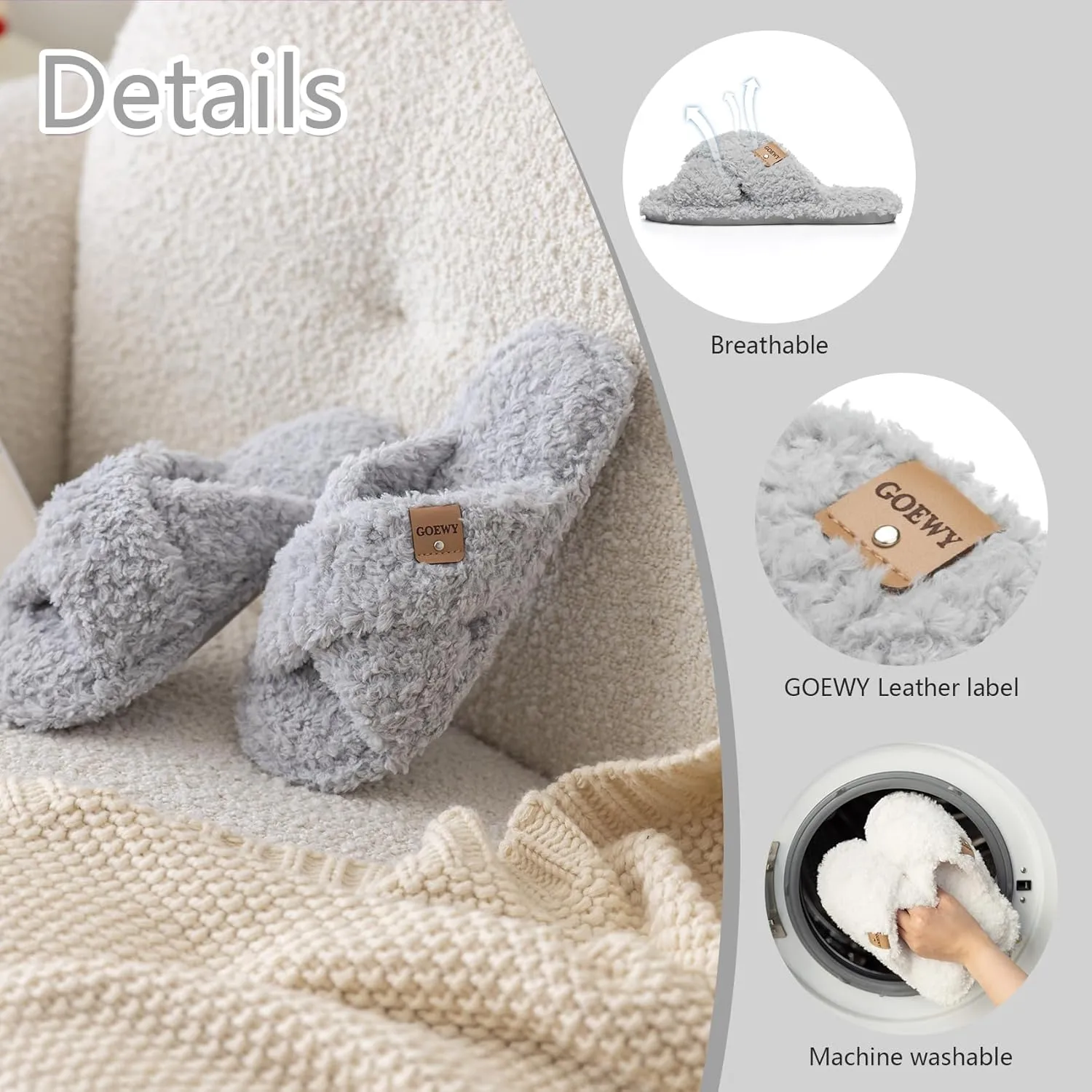 Fuzzy Open Toe Slippers for Women Indoor and Outdoor with Memory Foam Cozy Cross Band Cute Slipper Soft House Shoes Slides Slip On Gifts for Women Mom Her Ladies Bridesmaid