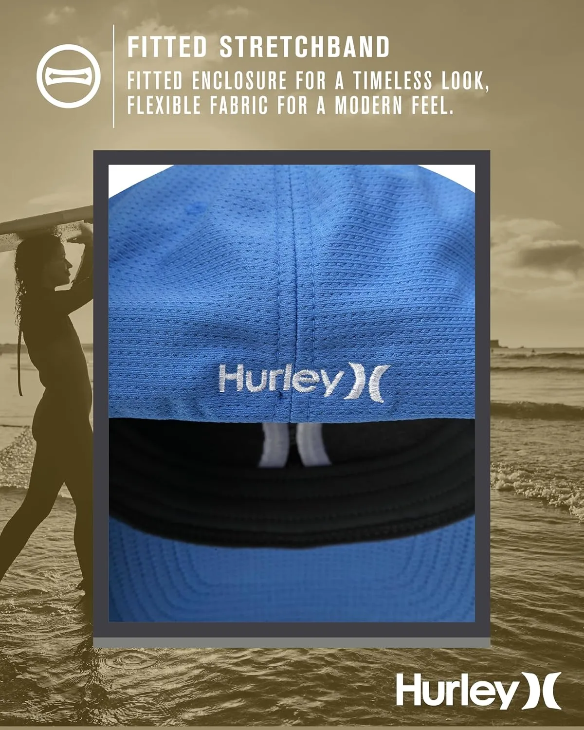 Hurley Men's Baseball Cap ?C Lightweight Curved Bill H2O Dri Fitted Caps for Men