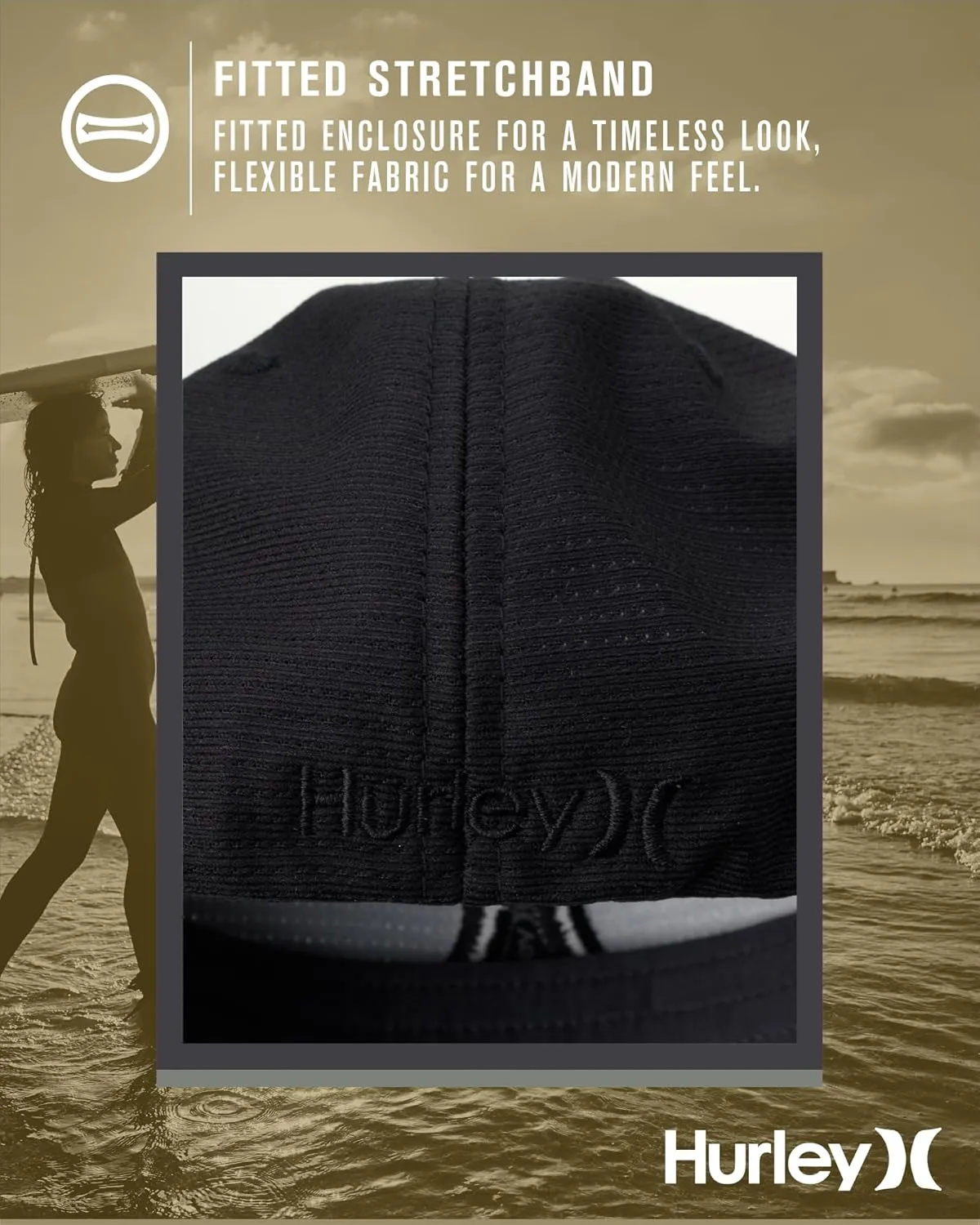 Hurley Men's Baseball Cap ?C Lightweight Curved Bill H2O Dri Fitted Caps for Men