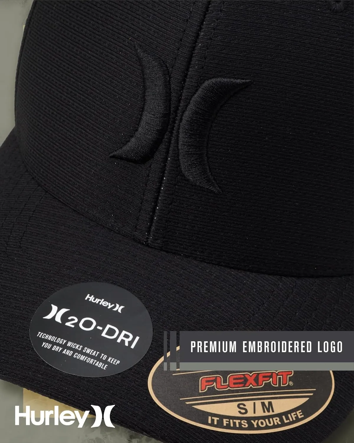 Hurley Men's Baseball Cap ?C Lightweight Curved Bill H2O Dri Fitted Caps for Men