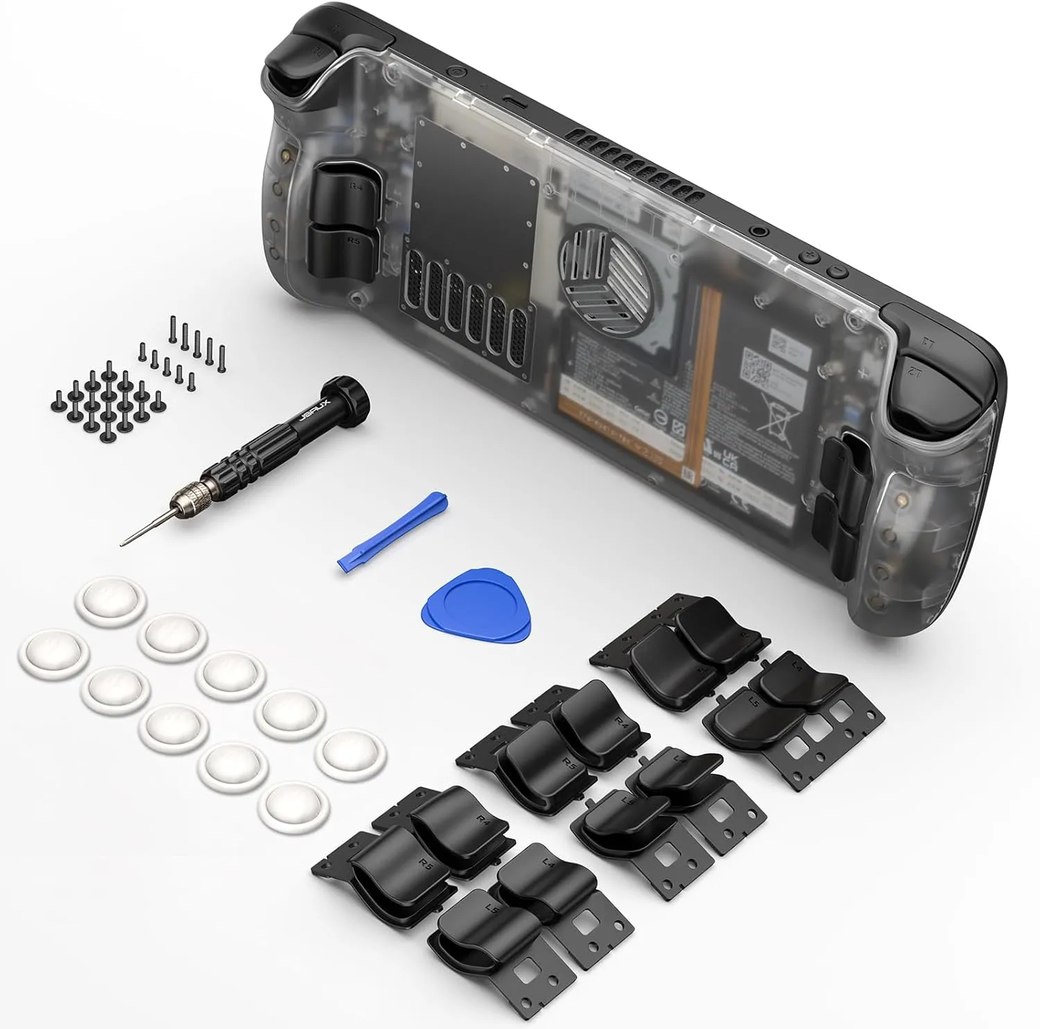 JSAUX Transparent Back Plate Compatible with Steam Deck LCD, DIY Clear Replacement Back Shell Case Compatible with Steam Deck LCD - PC0106 Vents Version [Crystal]