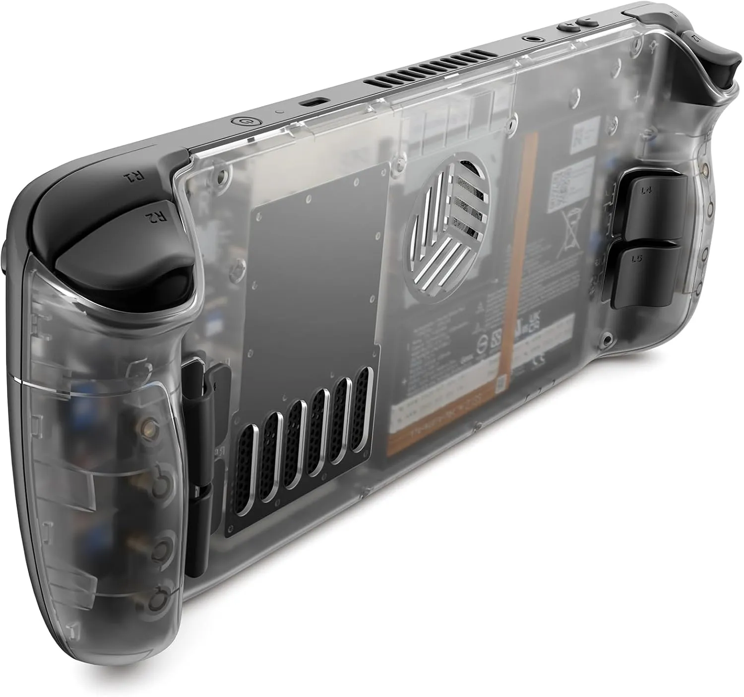 JSAUX Transparent Back Plate Compatible with Steam Deck LCD, DIY Clear Replacement Back Shell Case Compatible with Steam Deck LCD - PC0106 Vents Version [Crystal]