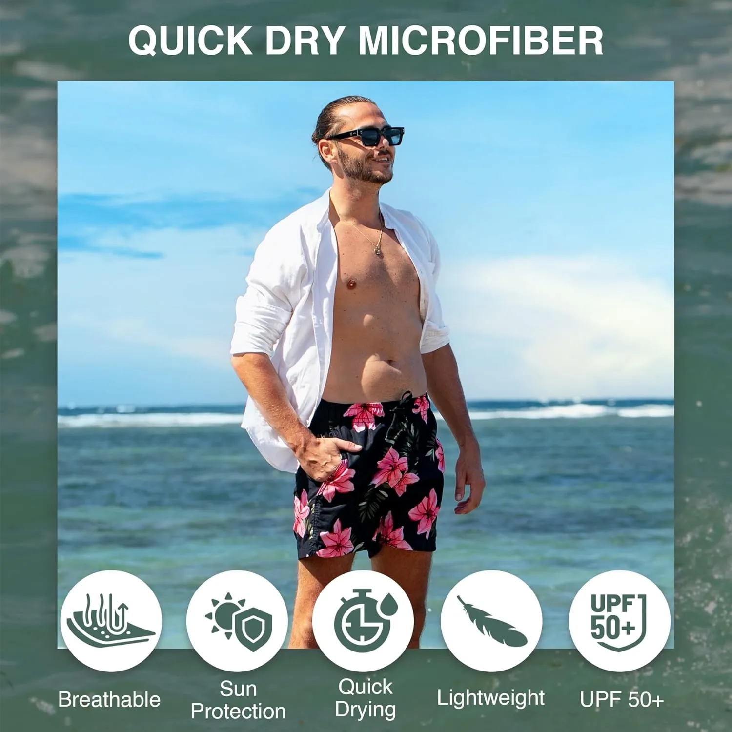 Kanu Surf Men's Monaco Swim Trunks (Regular & Extended Sizes)