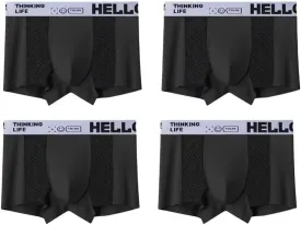 Men's Mesh Ice Silk Underwear Box Briefs Breathable Underwear Trunks Underpanties Multipacks