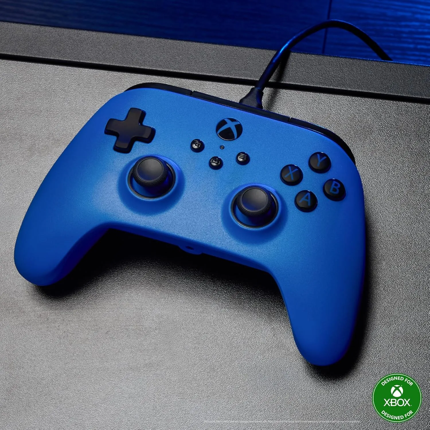 PowerA Symmetric Wired Controller for Xbox Series X|S - Blue, Officially licensed, Inline Thumbstick Layout, Windows 10/11 compatible, Dual Rumble Motors, Impulse Triggers, 3.5 mm Audio Jack