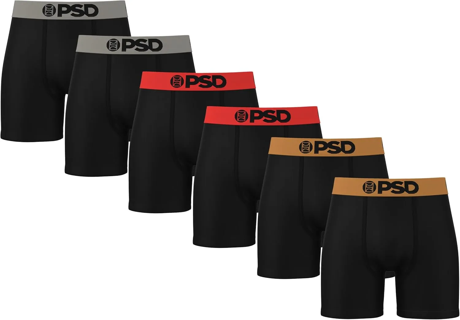 PSD Men's Mid Length Boxer Briefs - 5 Inch Inseam Breathable and Supportive Men's Underwear with Moisture-Wicking Fabric