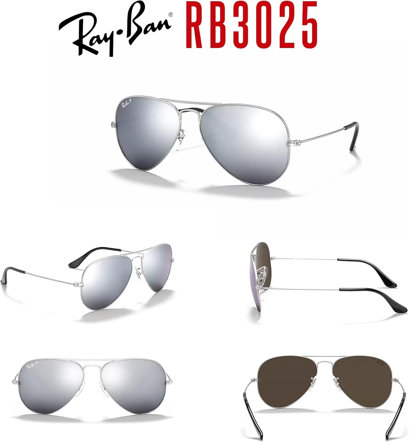 Ray-Ban RB3025 Metal POLARIZED Aviator Sunglasses For Men For Women   BUNDLE with Designer iWear Eyewear Care Kit