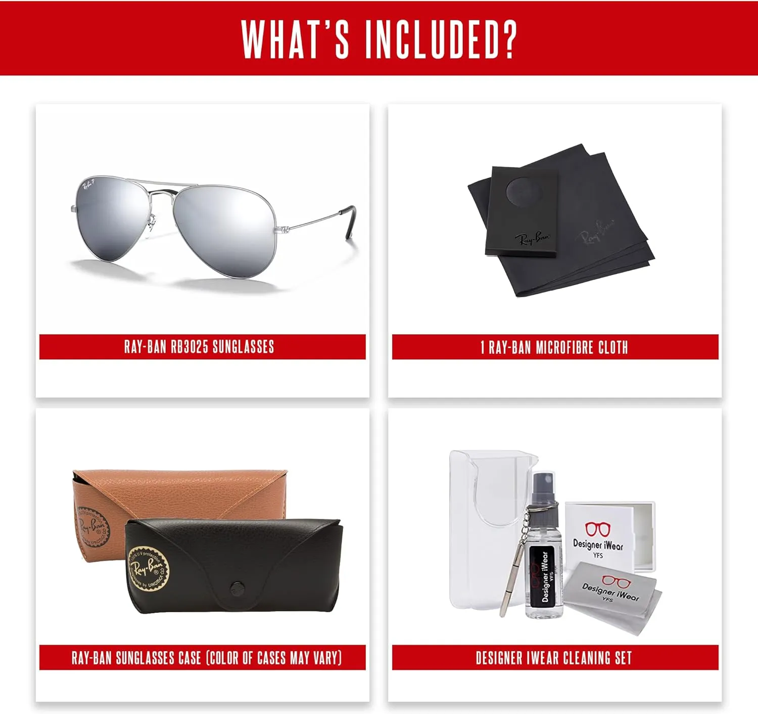 Ray-Ban RB3025 Metal POLARIZED Aviator Sunglasses For Men For Women   BUNDLE with Designer iWear Eyewear Care Kit