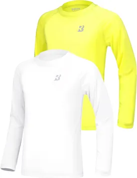 Roadbox Boys UPF 50  Rash Guard Swim Shirt, Kids Long Sleeve Sun Protection Shirts, Youth UV Athletic Beach Rashguard