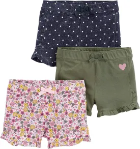 Simple Joys by Carter's Girls' 3-Pack Knit Shorts